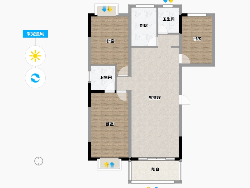 河南省-信阳市-万象城桂园-110.00-户型库-采光通风