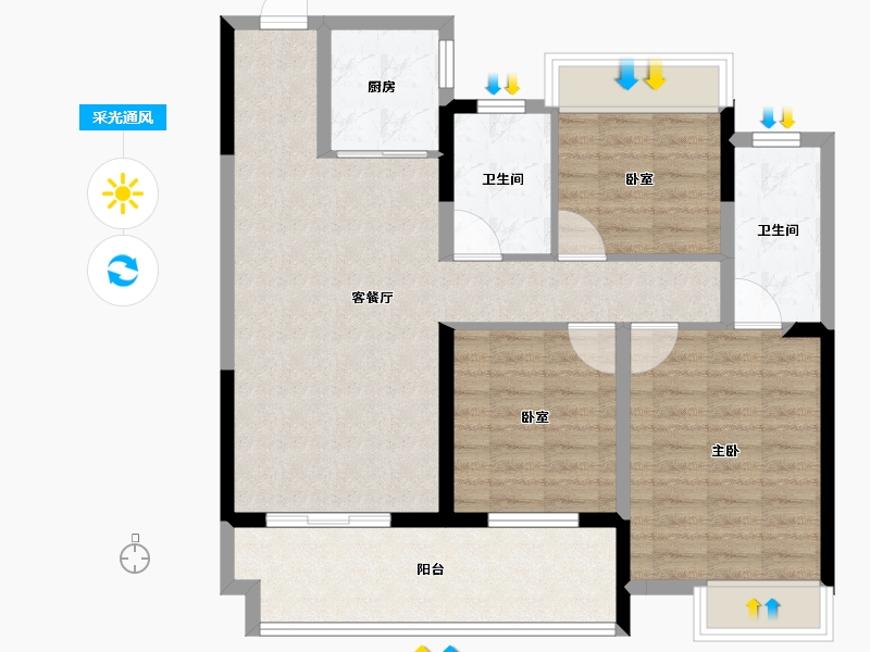 河南省-信阳市-升华翡翠城品-90.00-户型库-采光通风