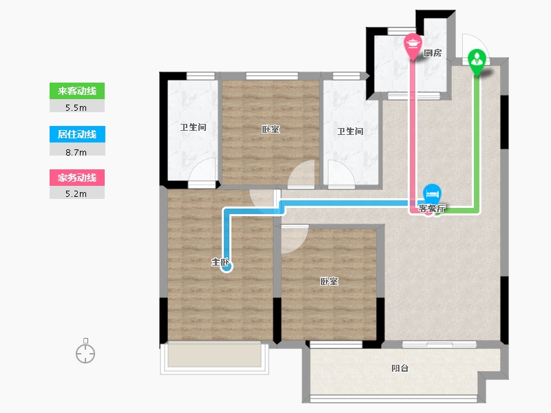 河南省-信阳市-上坤·云湖壹号-96.40-户型库-动静线