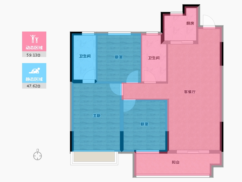 河南省-信阳市-上坤·云湖壹号-96.40-户型库-动静分区