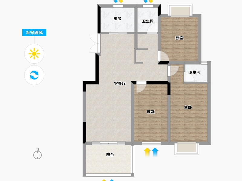 河南省-信阳市-万象城桂园-103.00-户型库-采光通风