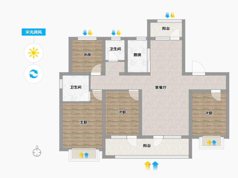 山东省-临沂市-宝丽·江山樾-98.97-户型库-采光通风