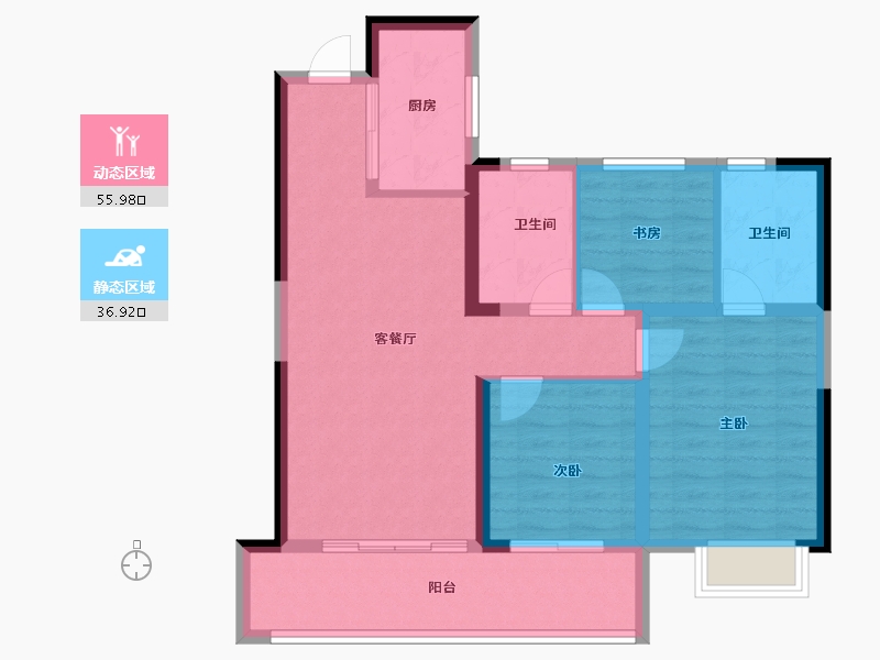 湖南省-长沙市-长房金阳府-83.05-户型库-动静分区