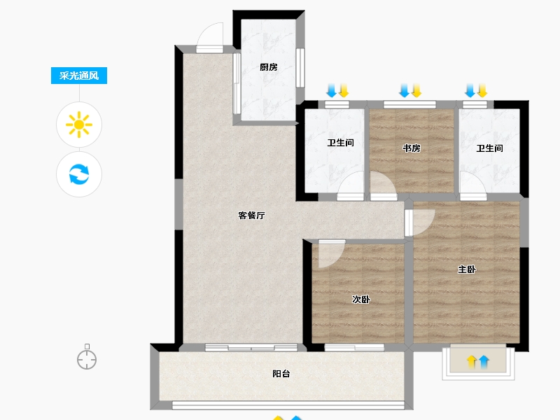 湖南省-长沙市-长房金阳府-83.05-户型库-采光通风