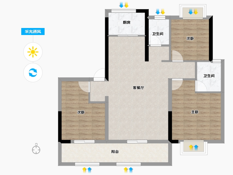 河南省-信阳市-百江·富淮城-92.89-户型库-采光通风