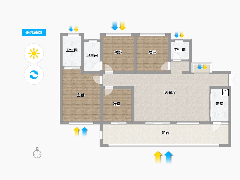 四川省-南充市-滨江壹号-143.28-户型库-采光通风