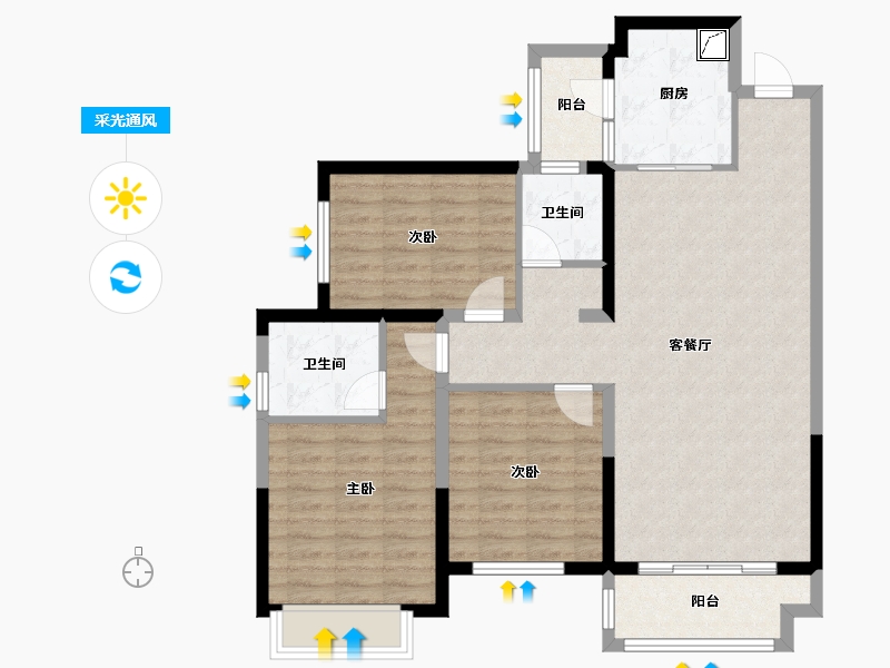 贵州省-贵阳市-华润悦府-108.00-户型库-采光通风