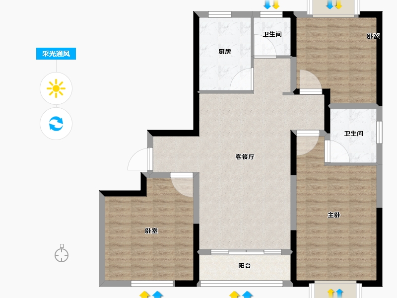 河南省-信阳市-审计嘉园-105.01-户型库-采光通风