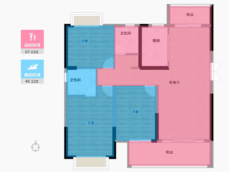 湖南省-长沙市-长房金阳府-102.48-户型库-动静分区