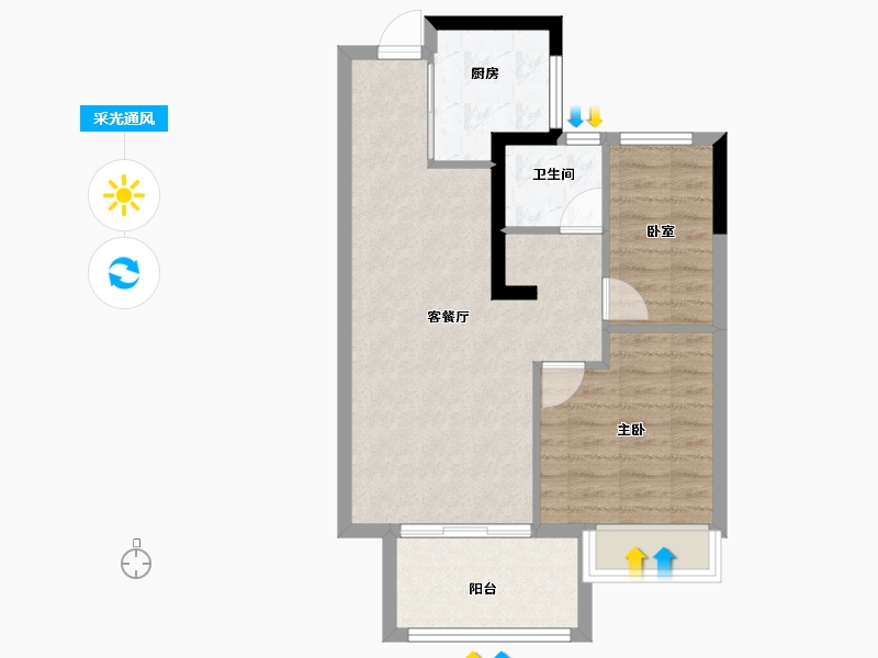 浙江省-嘉兴市-雅居乐悦是庄春风渡-58.40-户型库-采光通风