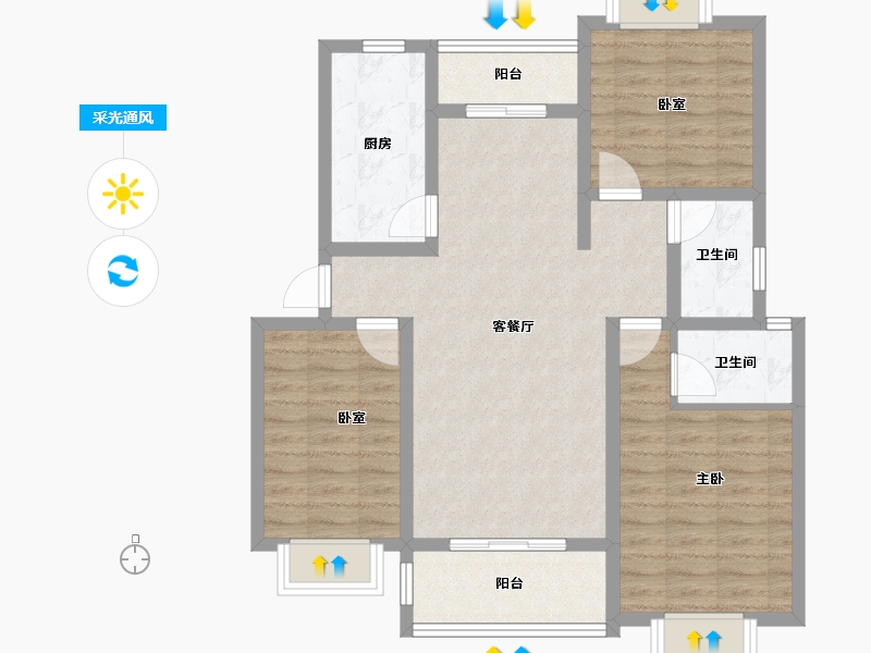 河南省-信阳市-兴和城小区-88.00-户型库-采光通风