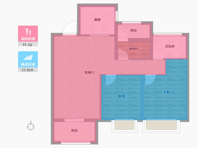 浙江省-湖州市-风华广场-69.90-户型库-动静分区