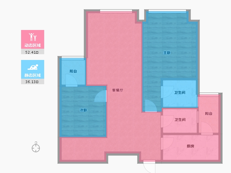 重庆-重庆市-龙湖紫云台-79.00-户型库-动静分区