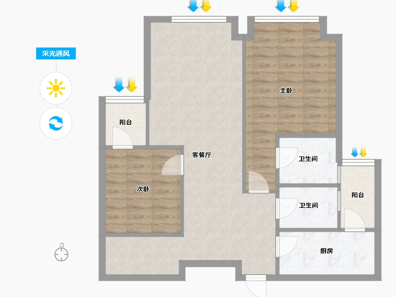 重庆-重庆市-龙湖紫云台-79.00-户型库-采光通风