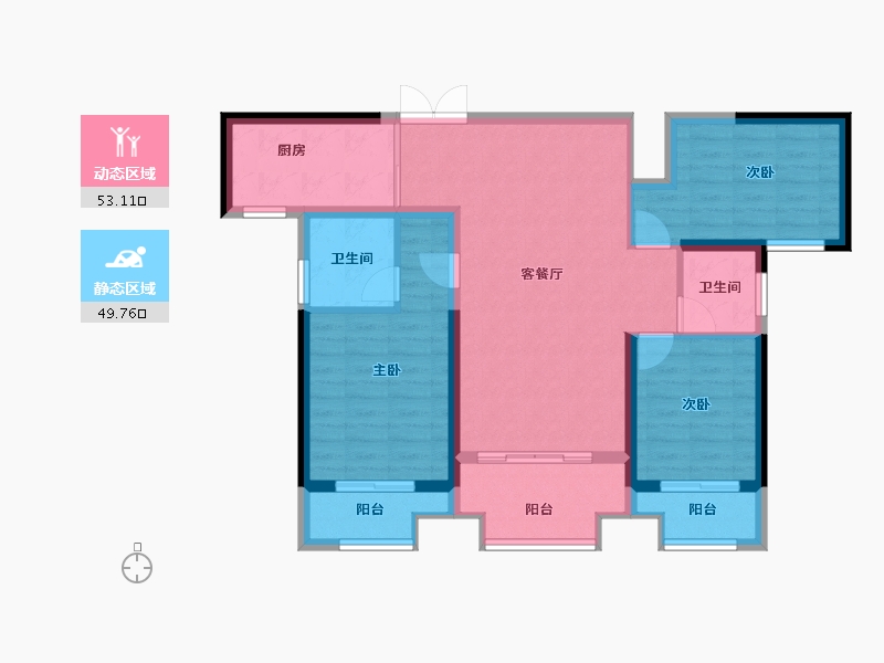 湖南省-长沙市-长房金阳府-92.15-户型库-动静分区