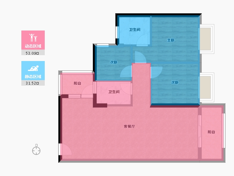 广东省-佛山市-翡翠西江-76.00-户型库-动静分区