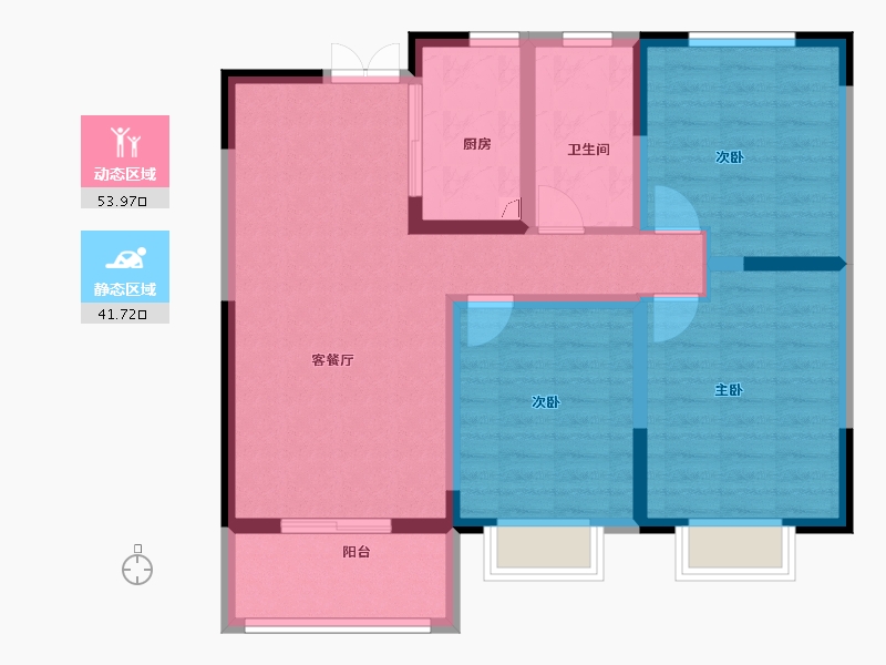 陕西省-西安市-天鹅湖-85.06-户型库-动静分区