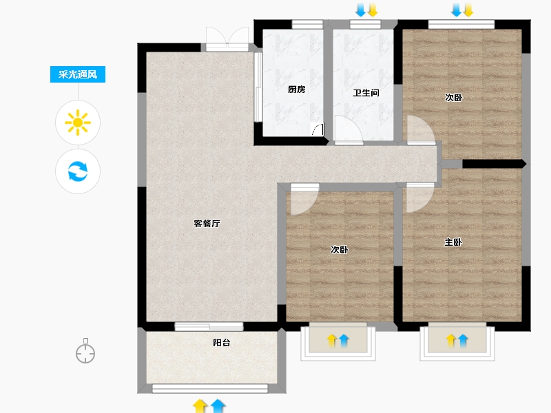 陕西省-西安市-天鹅湖-85.06-户型库-采光通风