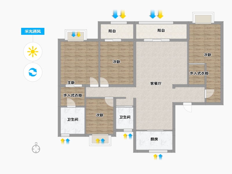 湖南省-株洲市-中梁建宁檀府-159.00-户型库-采光通风