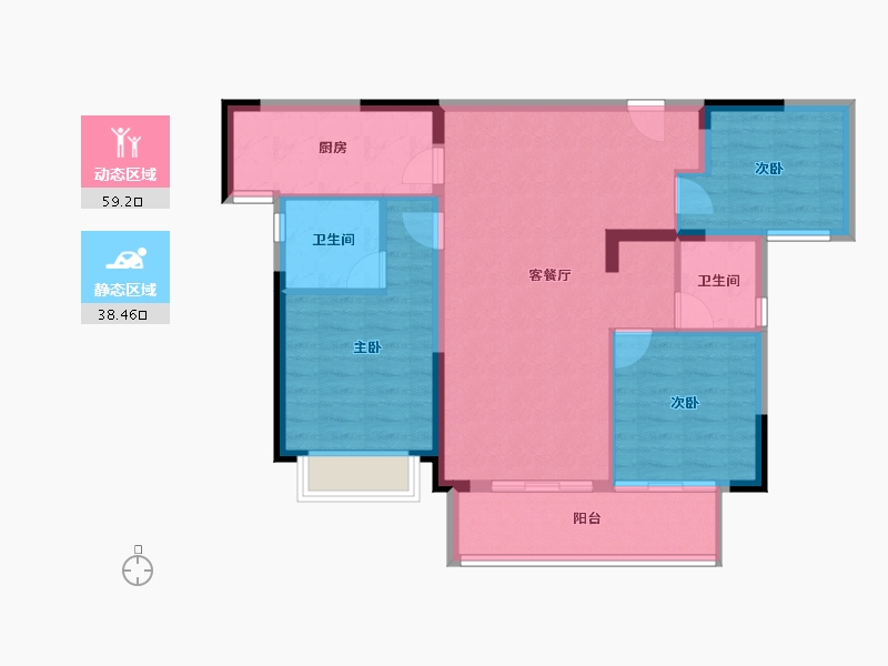 湖南省-长沙市-龙湖翠湖壹号-87.96-户型库-动静分区