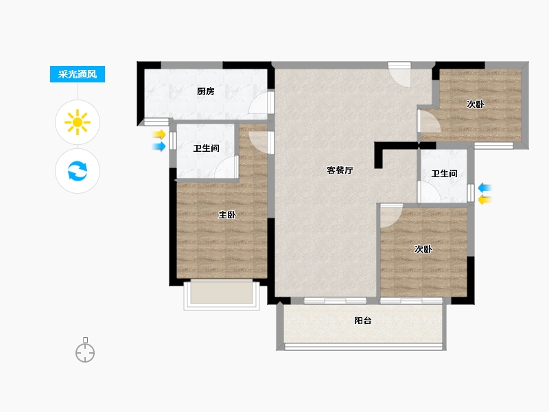 湖南省-长沙市-龙湖翠湖壹号-87.96-户型库-采光通风