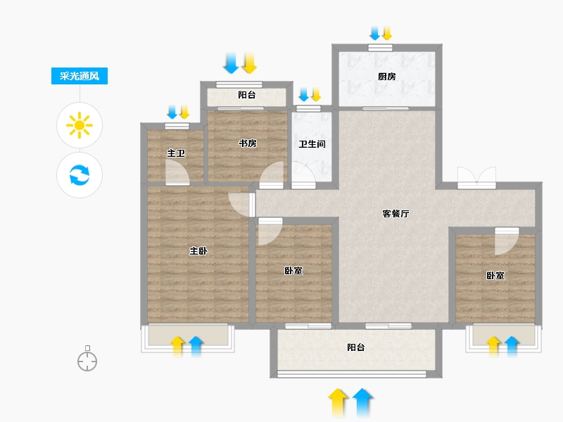 浙江省-湖州市-织里吾悦广场-111.20-户型库-采光通风