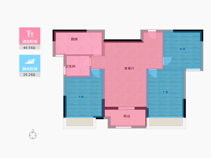 河南省-新乡市-润华海棠公馆-74.00-户型库-动静分区