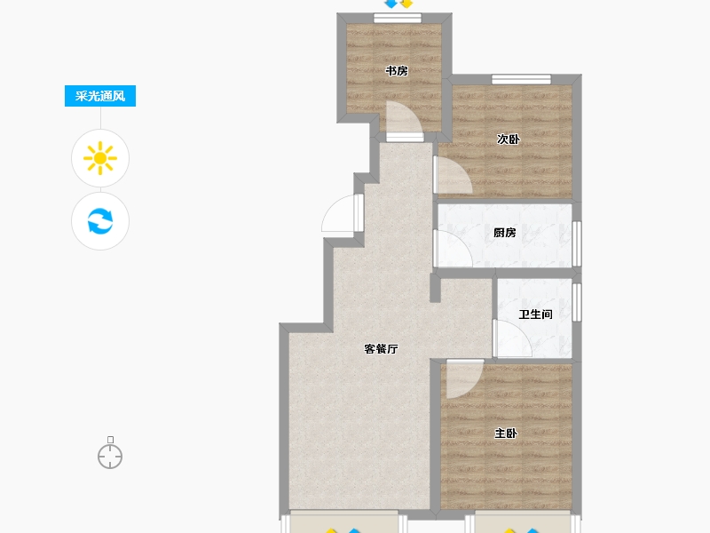 北京-北京市-中建学府印悦-69.61-户型库-采光通风