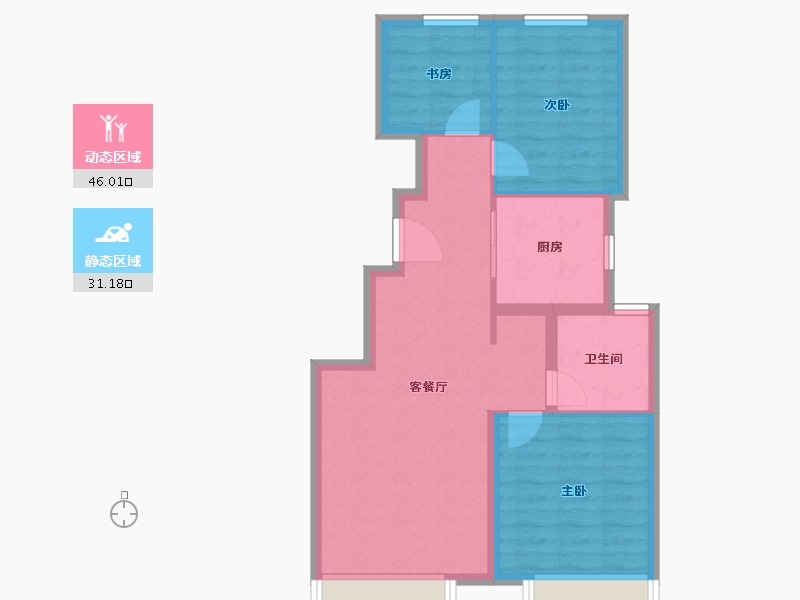 北京-北京市-中建学府印悦-69.34-户型库-动静分区