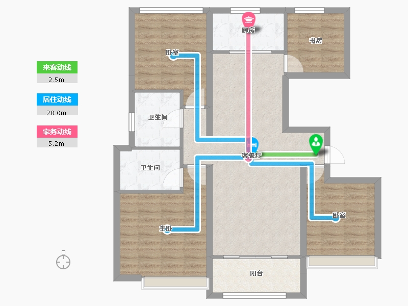 山东省-淄博市-南益名士华府-90.50-户型库-动静线