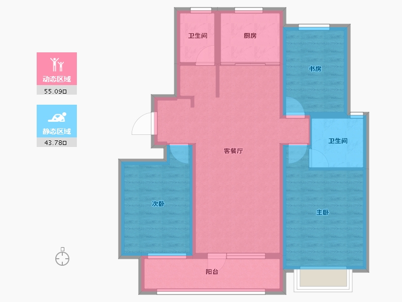 山东省-临沂市-宝丽·江山樾-87.62-户型库-动静分区