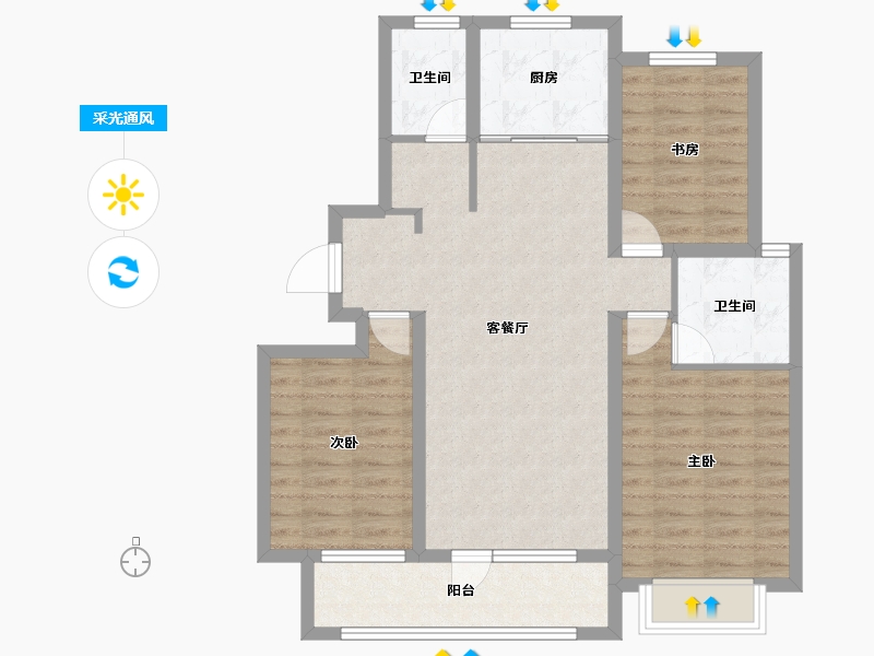 山东省-临沂市-宝丽·江山樾-87.62-户型库-采光通风