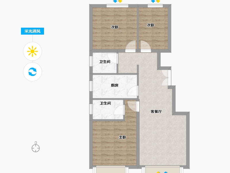 北京-北京市-天时汤山，御邸-69.69-户型库-采光通风