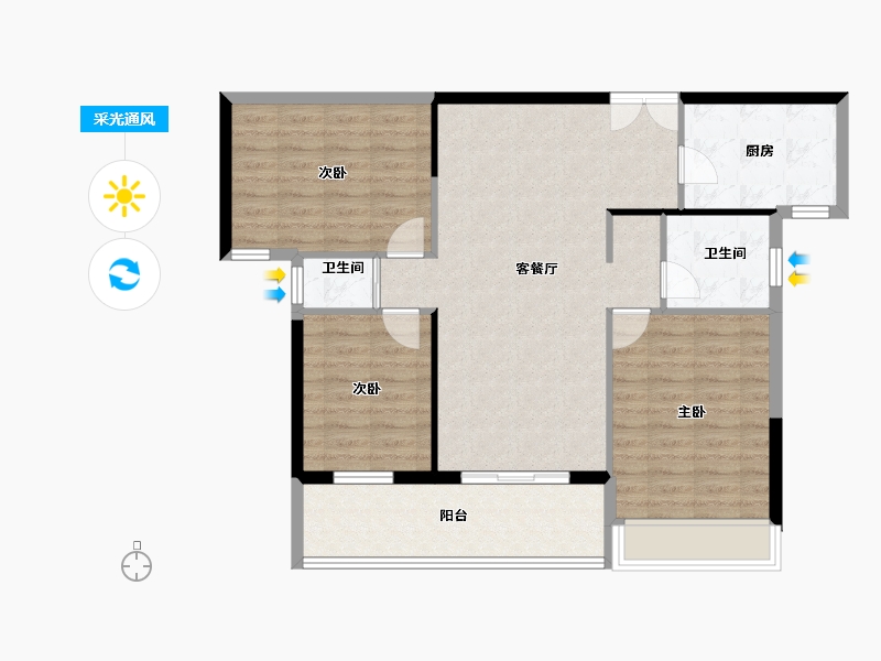 河南省-洛阳市-君河湾-95.40-户型库-采光通风