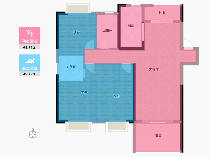 湖南省-长沙市-长房金阳府-102.67-户型库-动静分区