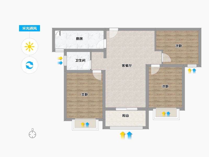 陕西省-西安市-天鹅湖-80.29-户型库-采光通风