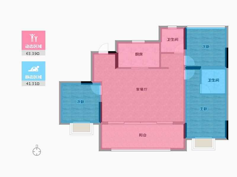 安徽省-合肥市-金辉云缦熙境花园-94.40-户型库-动静分区