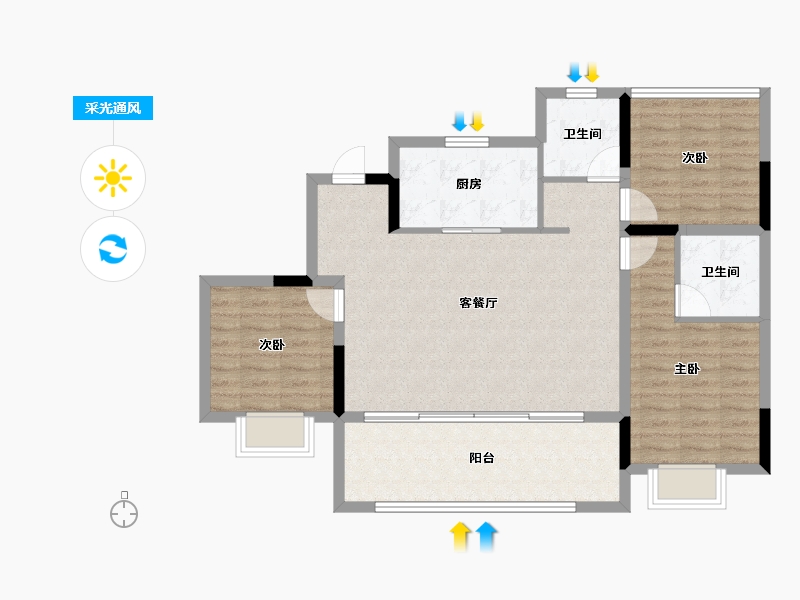 安徽省-合肥市-金辉云缦熙境花园-94.40-户型库-采光通风