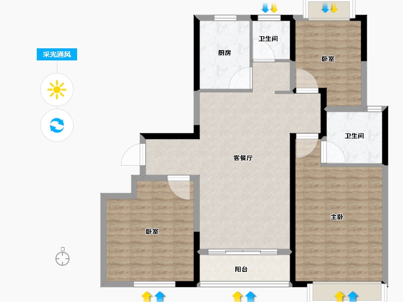 河南省-信阳市-审计嘉园-104.81-户型库-采光通风