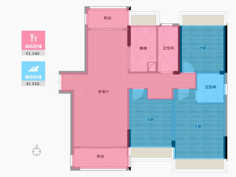 湖南省-常德市-长安九里-125.00-户型库-动静分区