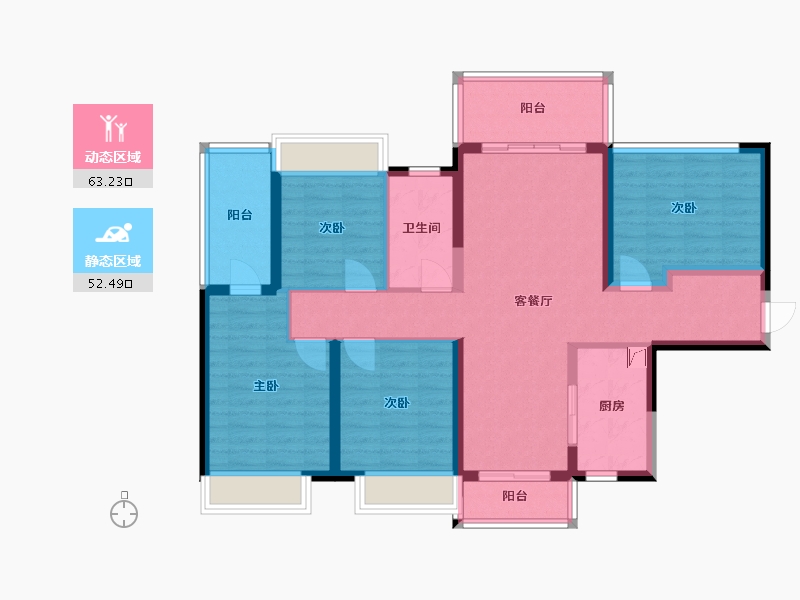 海南省-海口市-海南恩祥新城北大华府-A区-118.00-户型库-动静分区