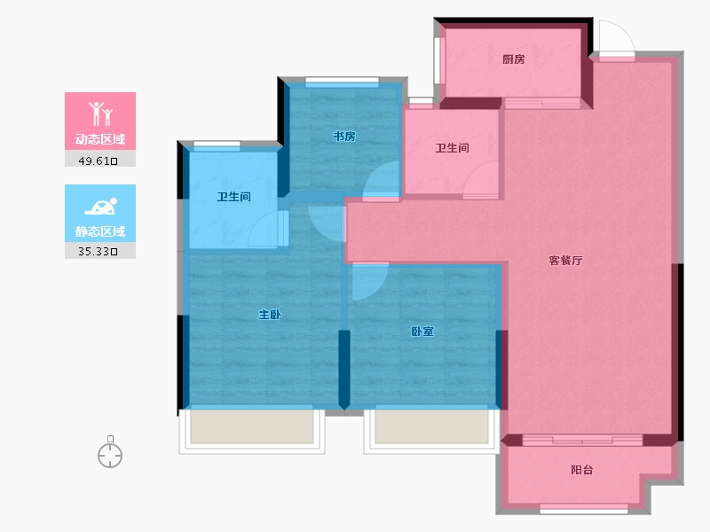 浙江省-嘉兴市-龙湖·蔚澜香缇-76.00-户型库-动静分区