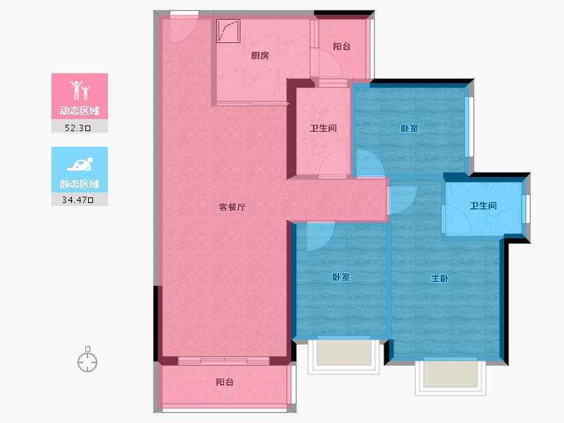 广东省-佛山市-华福珑熹水岸-77.15-户型库-动静分区