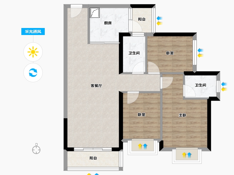 广东省-佛山市-华福珑熹水岸-77.15-户型库-采光通风