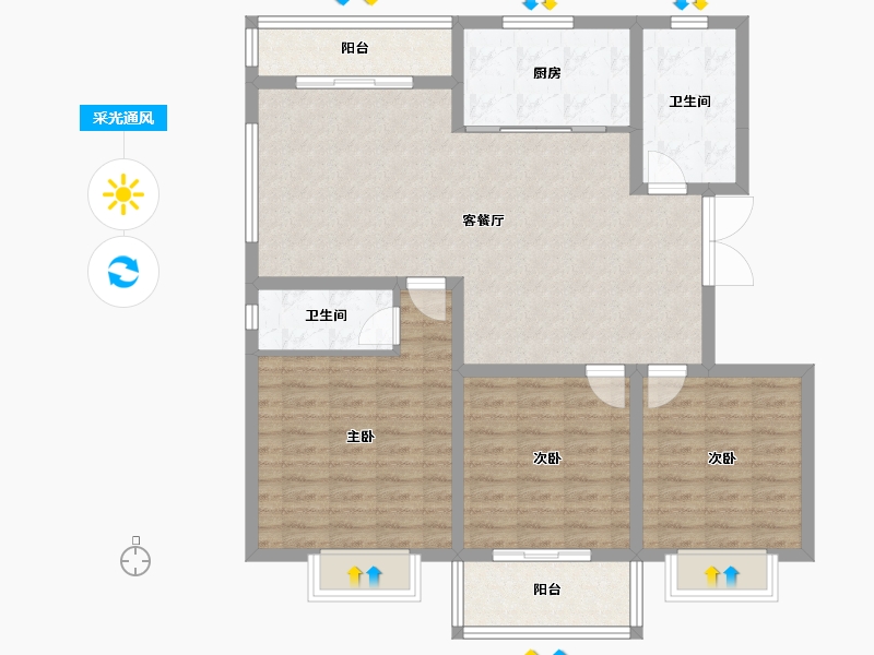 浙江省-宁波市-昌庭嘉园-107.58-户型库-采光通风