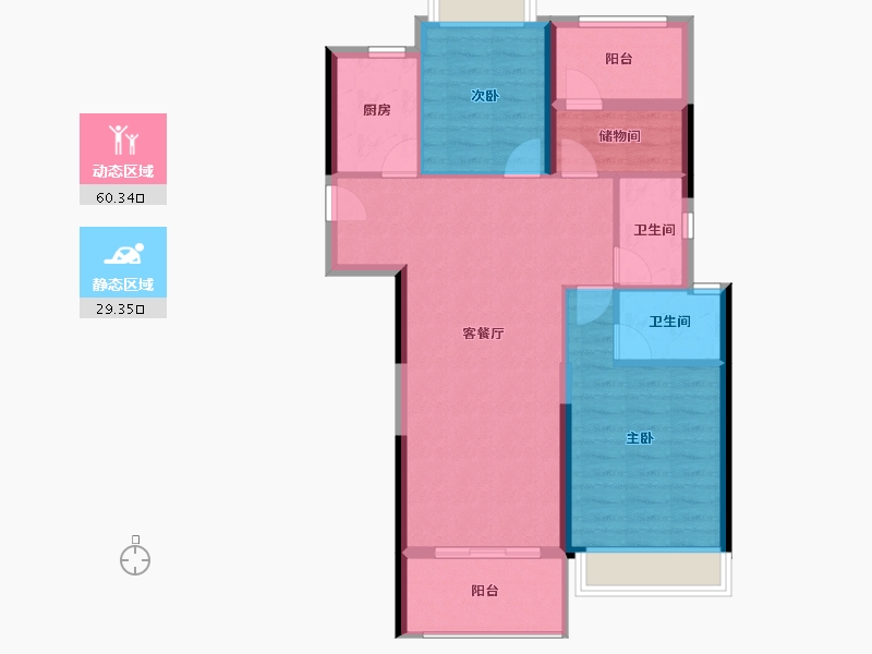 湖南省-长沙市-南益名士豪庭-80.73-户型库-动静分区