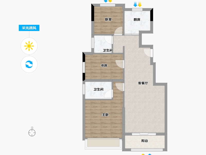 浙江省-嘉兴市-雅居乐悦是庄春风渡-78.40-户型库-采光通风