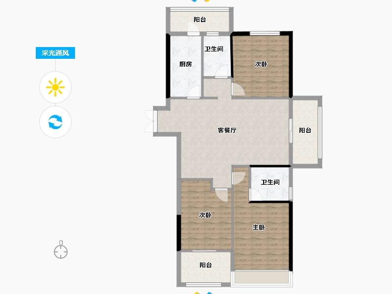 河南省-洛阳市-君河湾-111.62-户型库-采光通风