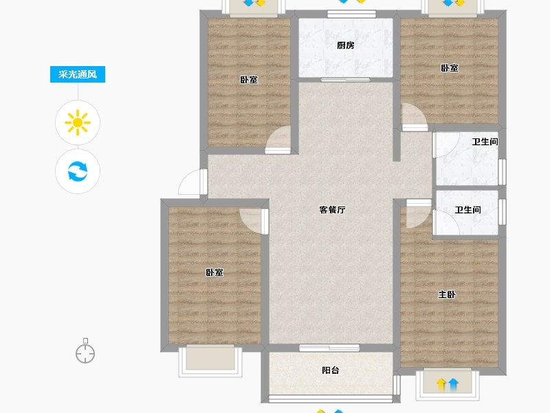 河南省-信阳市-兴和城小区-108.80-户型库-采光通风