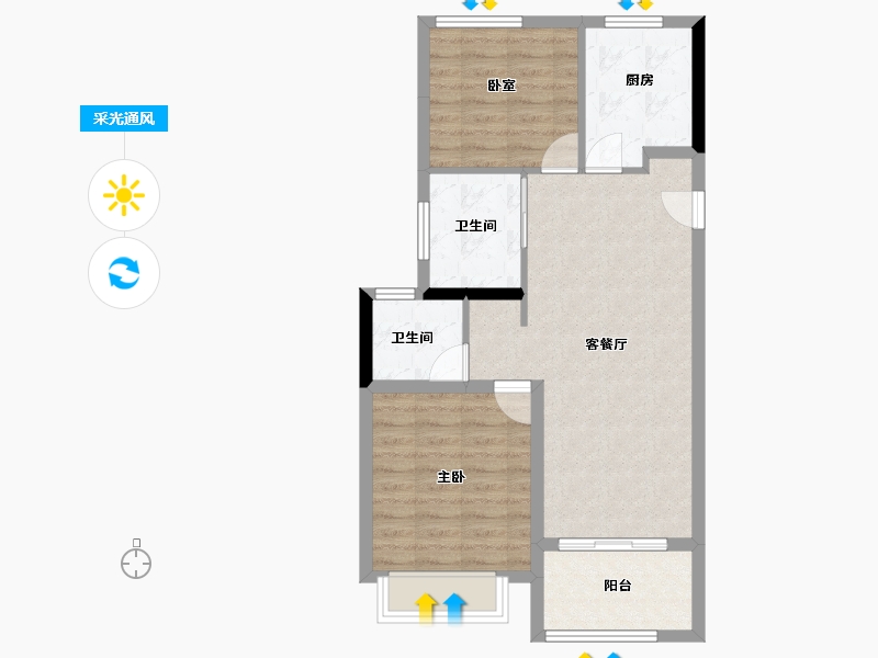 浙江省-嘉兴市-雅居乐悦是庄春风渡-71.20-户型库-采光通风